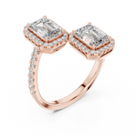 Gold 2Ct Halo Double Stone Setting Emerald Lab Grown Diamond Mae Ring