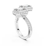Gold 2Ct Halo Double Stone Setting Emerald Lab Grown Diamond Mae Ring