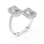 Gold 2Ct Halo Double Stone Setting Emerald Lab Grown Diamond Mae Ring