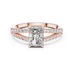 Gold 1Ct Pave Split Shank Setting Solitaire Design Radiant Round Lab Grown Diamond Jace Ring