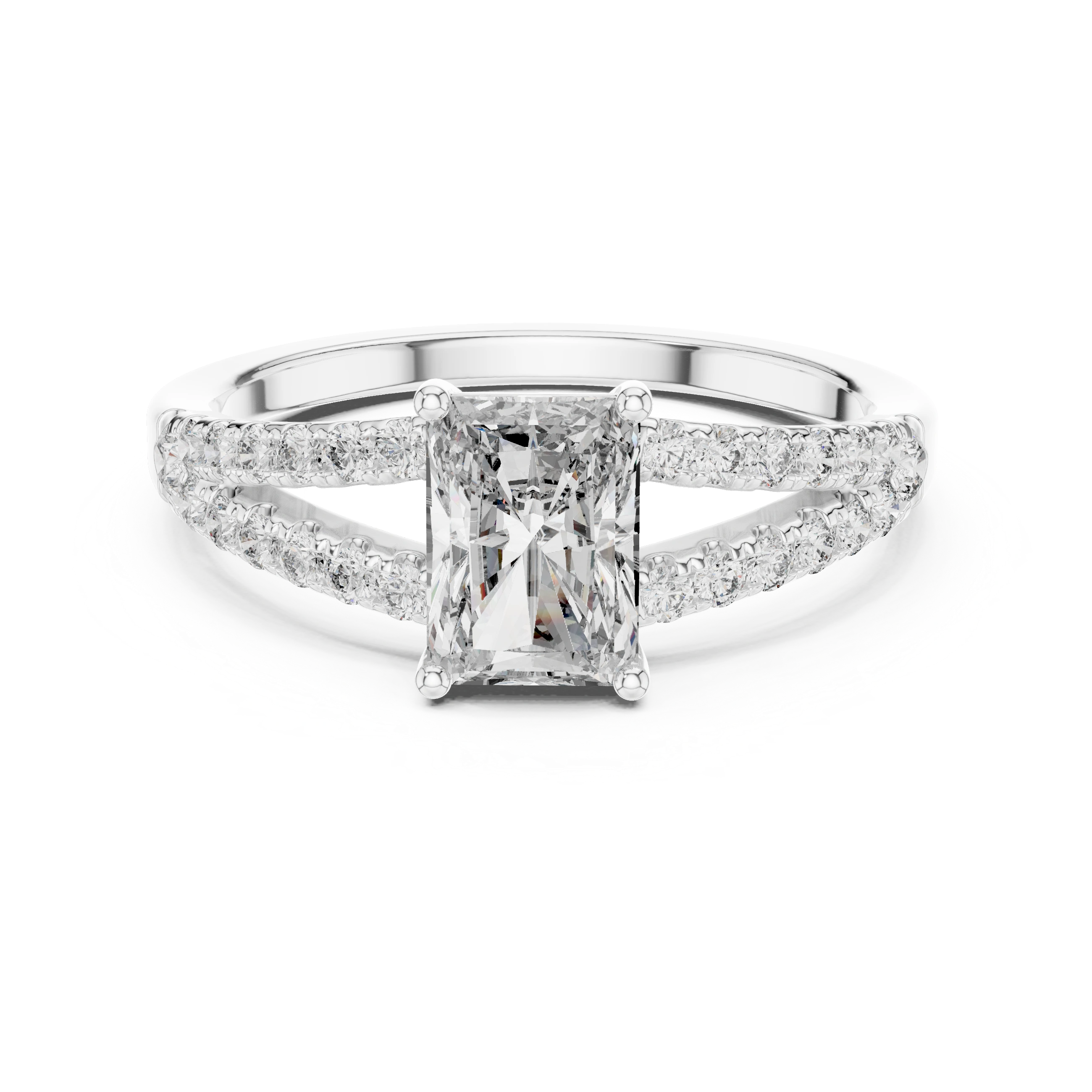 Gold 1Ct Pave Split Shank Setting Solitaire Design Radiant Round Lab Grown Diamond Jace Ring