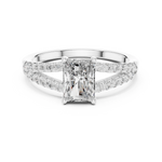 Gold 1Ct Pave Split Shank Setting Solitaire Design Radiant Round Lab Grown Diamond Jace Ring