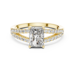 Gold 1Ct Pave Split Shank Setting Solitaire Design Radiant Round Lab Grown Diamond Jace Ring