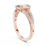 Gold 1Ct Pave Split Shank Setting Solitaire Design Radiant Round Lab Grown Diamond Jace Ring