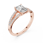 Gold 1Ct Pave Split Shank Setting Solitaire Design Radiant Round Lab Grown Diamond Jace Ring
