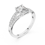 Gold 1Ct Pave Split Shank Setting Solitaire Design Radiant Round Lab Grown Diamond Jace Ring