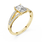 Gold 1Ct Pave Split Shank Setting Solitaire Design Radiant Round Lab Grown Diamond Jace Ring