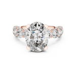 Gold 2Ct Side Stone Round Oval Lab Grown Diamond Earl Ring