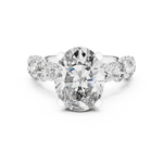 Gold 2Ct Side Stone Round Oval Lab Grown Diamond Earl Ring