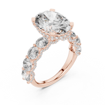 Gold 2Ct Side Stone Round Oval Lab Grown Diamond Earl Ring