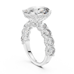 Gold 2Ct Side Stone Round Oval Lab Grown Diamond Earl Ring