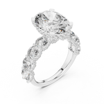 Gold 2Ct Side Stone Round Oval Lab Grown Diamond Earl Ring