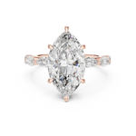 Gold 4Ct 6Prongs Solitaire Marquise Side Stone Lab Grown Diamond Tad Ring