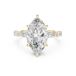 Gold 4Ct 6Prongs Solitaire Marquise Side Stone Lab Grown Diamond Tad Ring