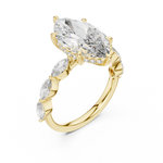 Gold 4Ct 6Prongs Solitaire Marquise Side Stone Lab Grown Diamond Tad Ring