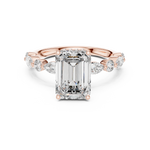 Gold 3Ct 4Prong Solitaire Emerald Marquise Side Stone Lab Grown Diamond Isaiah Ring