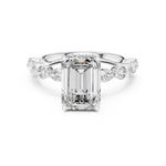 Gold 3Ct 4Prong Solitaire Emerald Marquise Side Stone Lab Grown Diamond Isaiah Ring