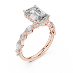 Gold 3Ct 4Prong Solitaire Emerald Marquise Side Stone Lab Grown Diamond Isaiah Ring