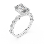 Gold 3Ct 4Prong Solitaire Emerald Marquise Side Stone Lab Grown Diamond Isaiah Ring