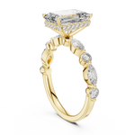 Gold 3Ct 4Prong Solitaire Emerald Marquise Side Stone Lab Grown Diamond Isaiah Ring