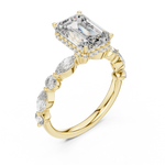 Gold 3Ct 4Prong Solitaire Emerald Marquise Side Stone Lab Grown Diamond Isaiah Ring