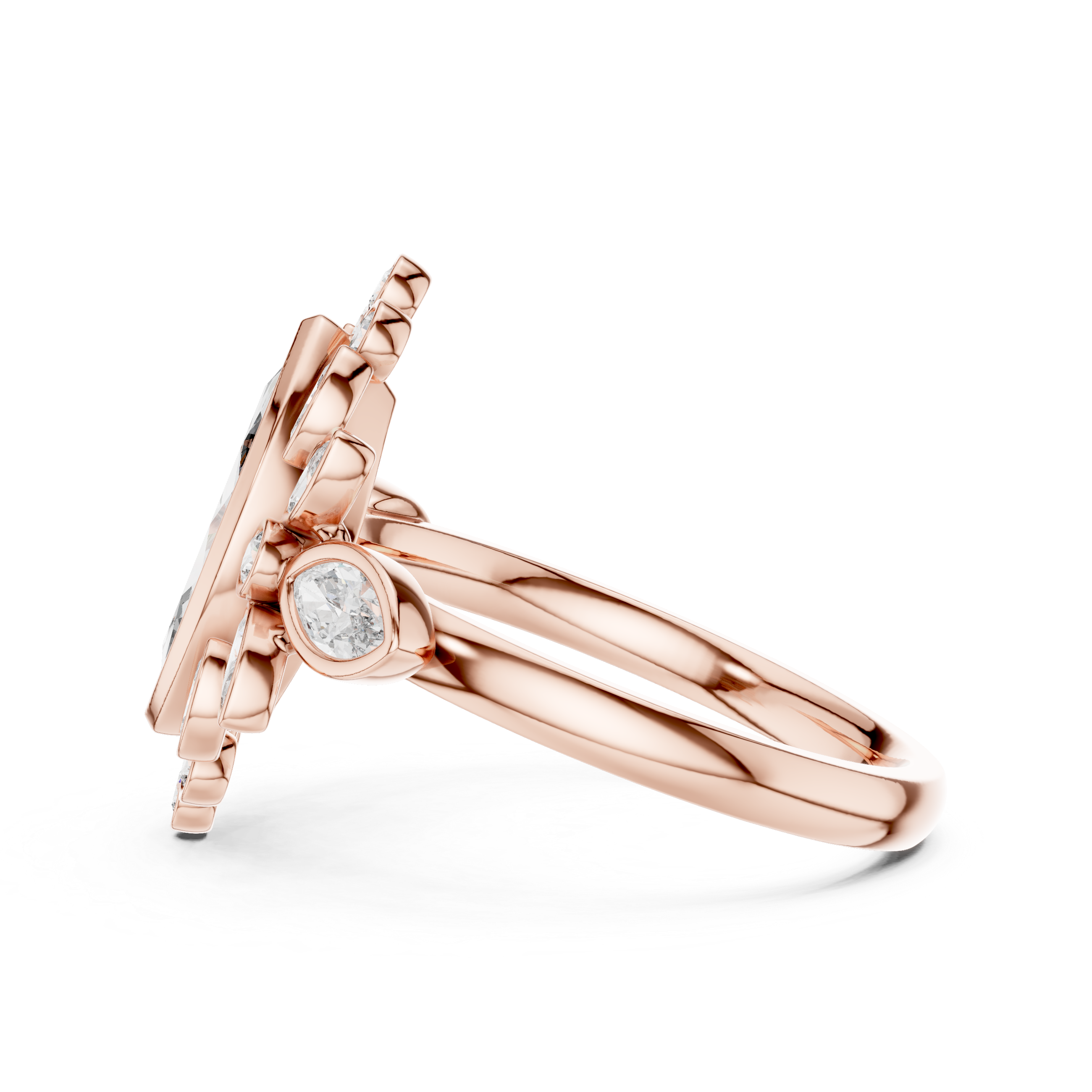 Gold 2Ct Floral Cluster Marquise Lab Grown Diamond Azira Ring