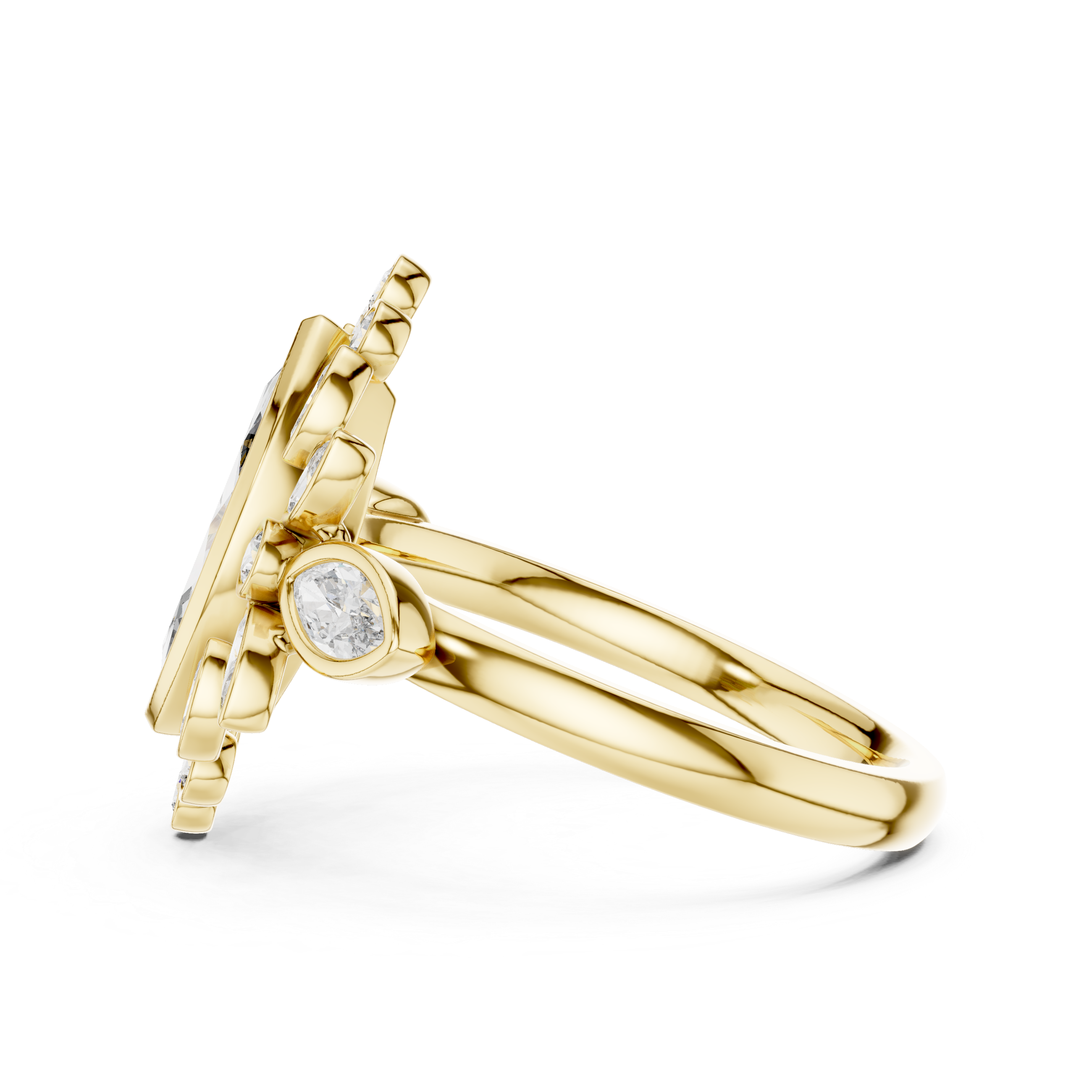 Gold 2Ct Floral Cluster Marquise Lab Grown Diamond Azira Ring