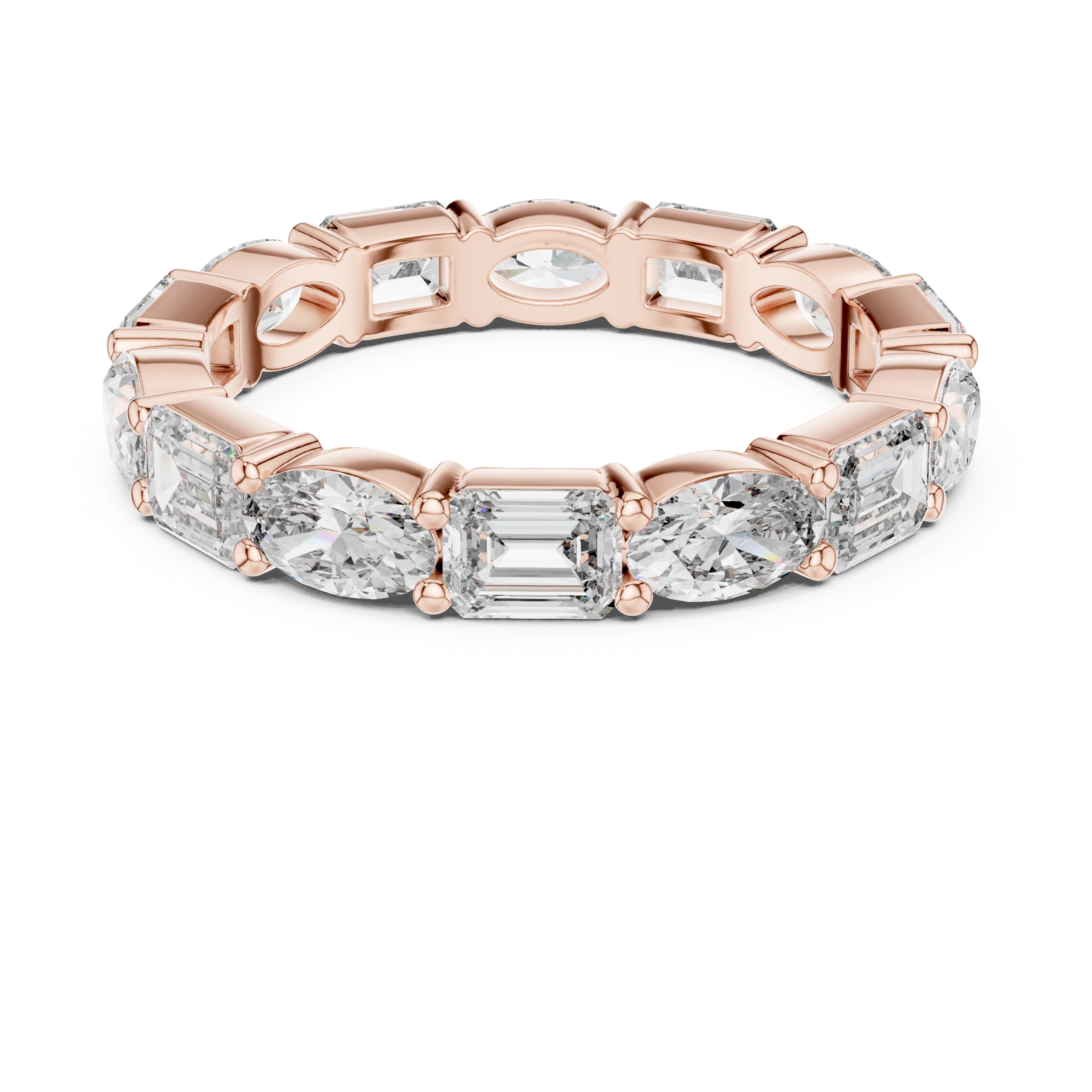 Gold 2Ct Eternity Band Oval Emerald Lab Grown Diamond Acosta Ring