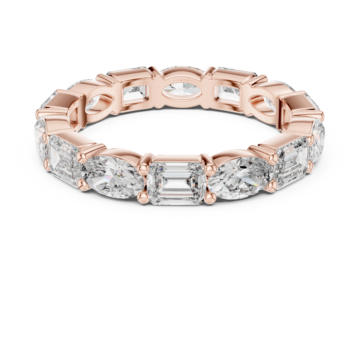 Gold 2Ct Eternity Band Oval Emerald Lab Grown Diamond Acosta Ring