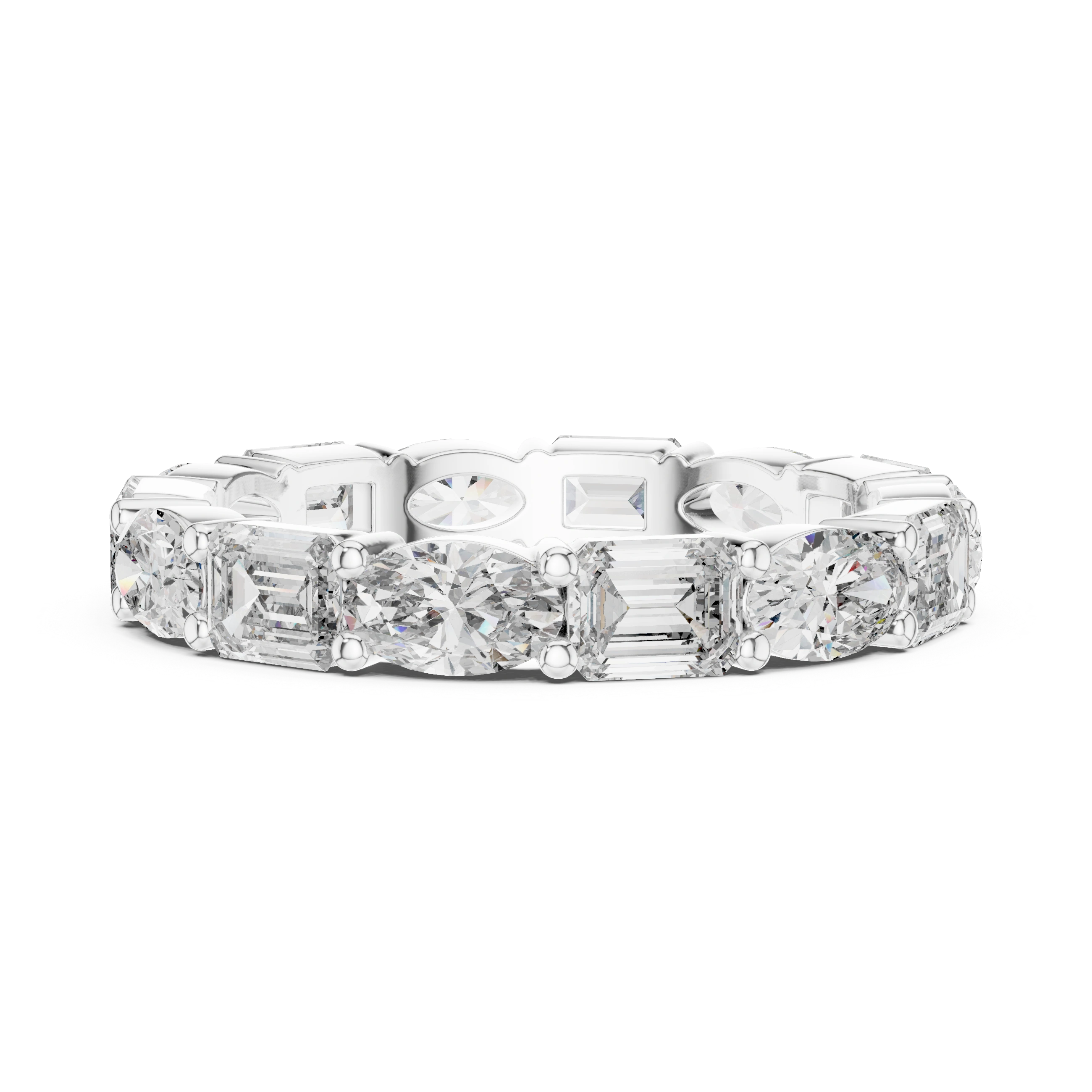 Gold 2Ct Eternity Band Oval Emerald Lab Grown Diamond Acosta Ring