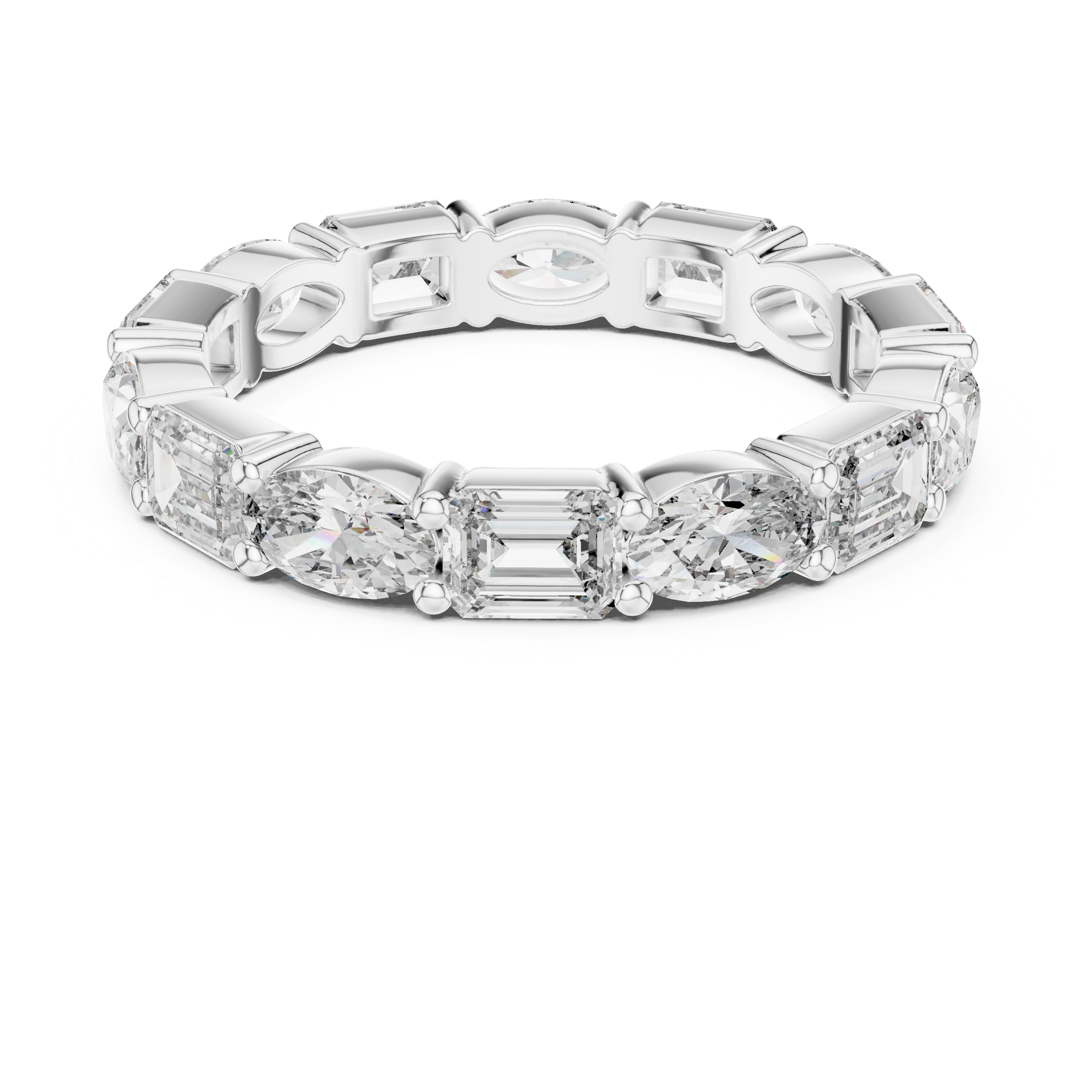 Gold 2Ct Eternity Band Oval Emerald Lab Grown Diamond Acosta Ring