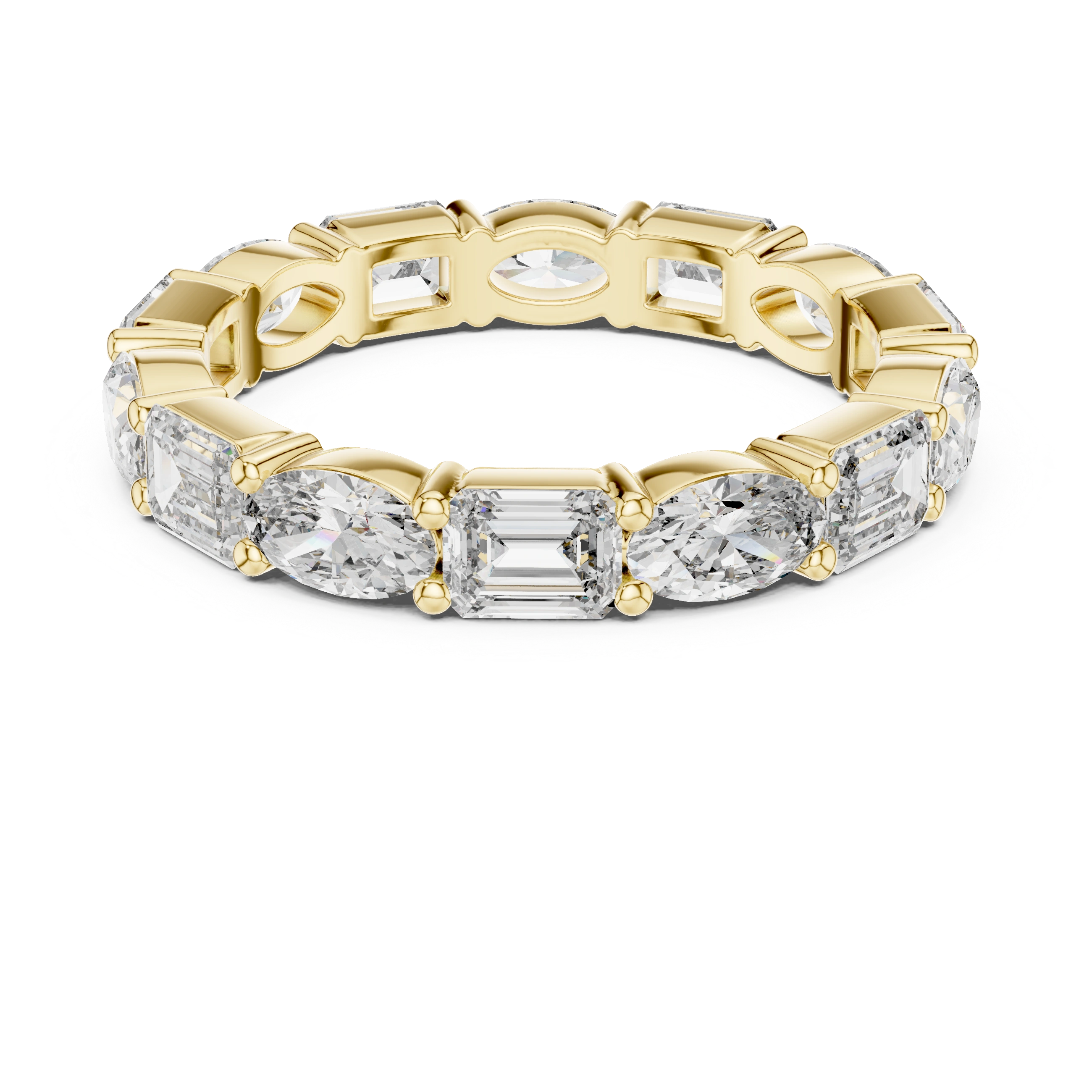 Gold 2Ct Eternity Band Oval Emerald Lab Grown Diamond Acosta Ring