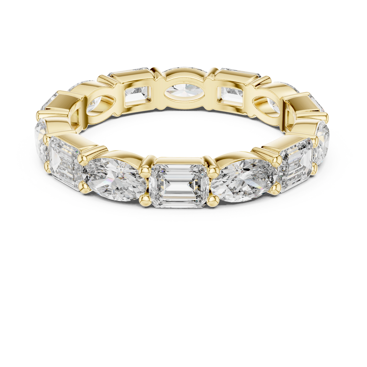 Gold 2Ct Eternity Band Oval Emerald Lab Grown Diamond Acosta Ring