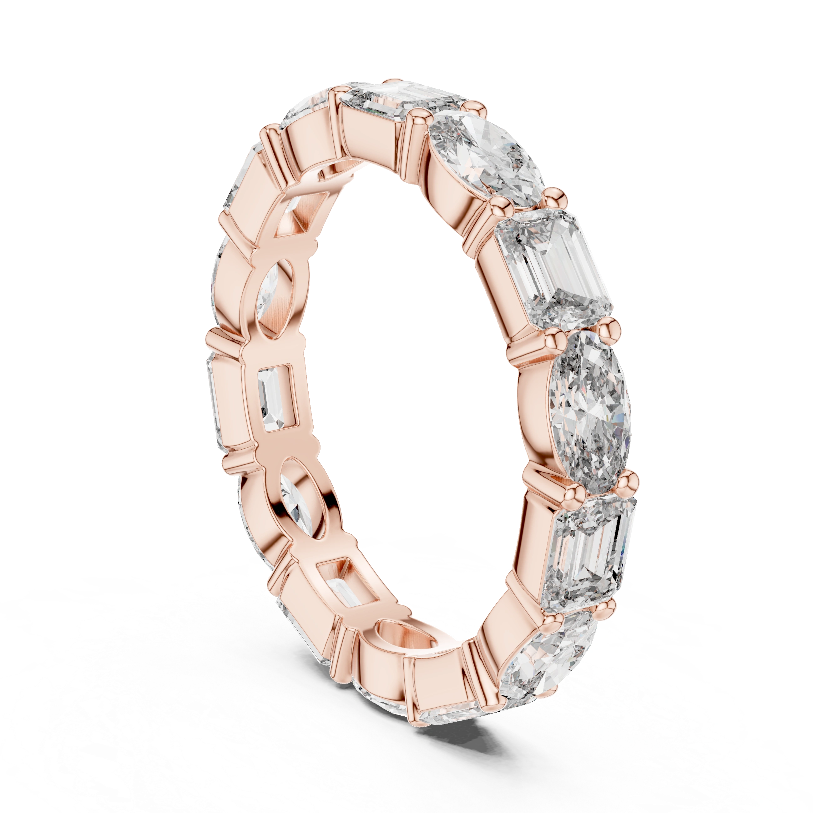 Gold 2Ct Eternity Band Oval Emerald Lab Grown Diamond Acosta Ring
