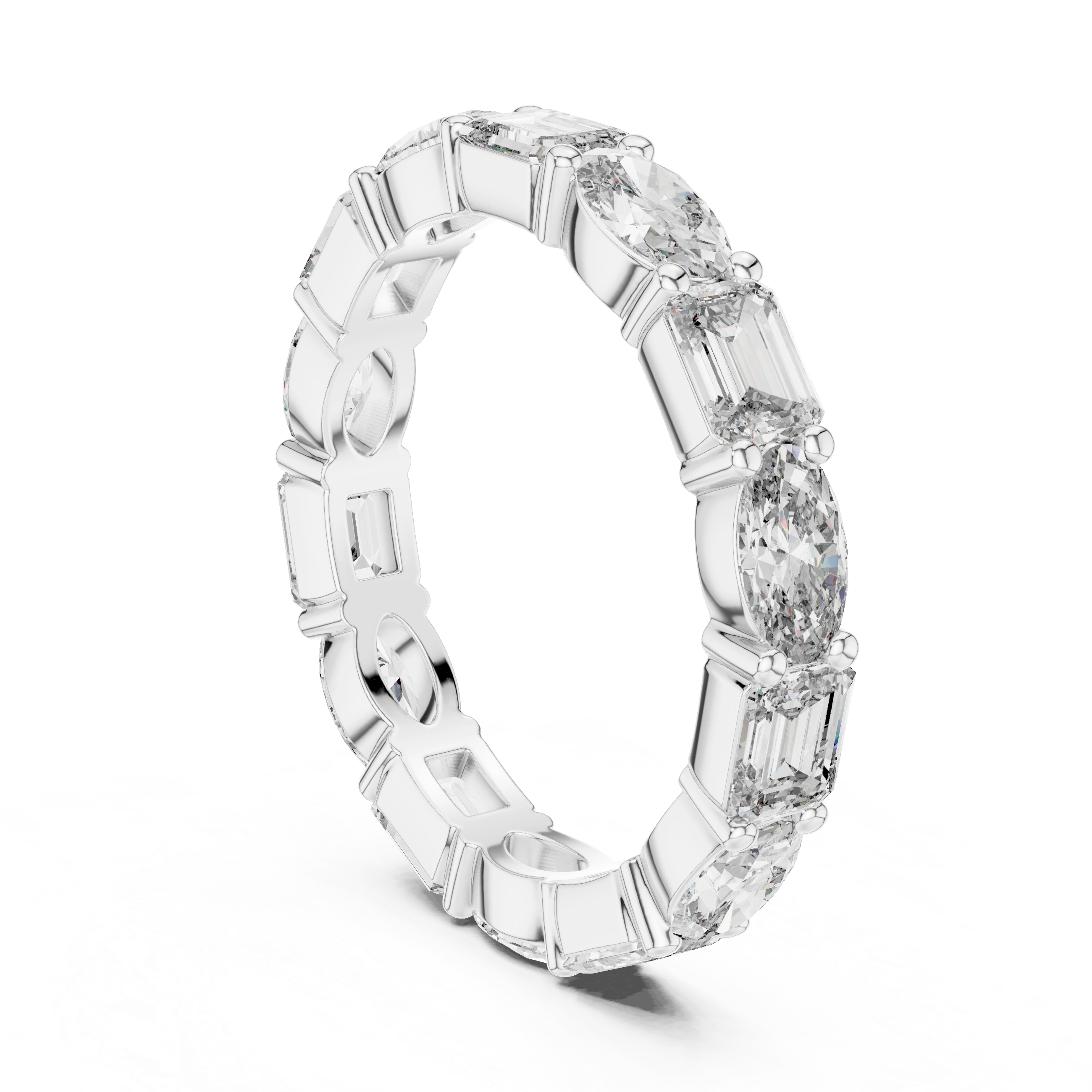 Gold 2Ct Eternity Band Oval Emerald Lab Grown Diamond Acosta Ring