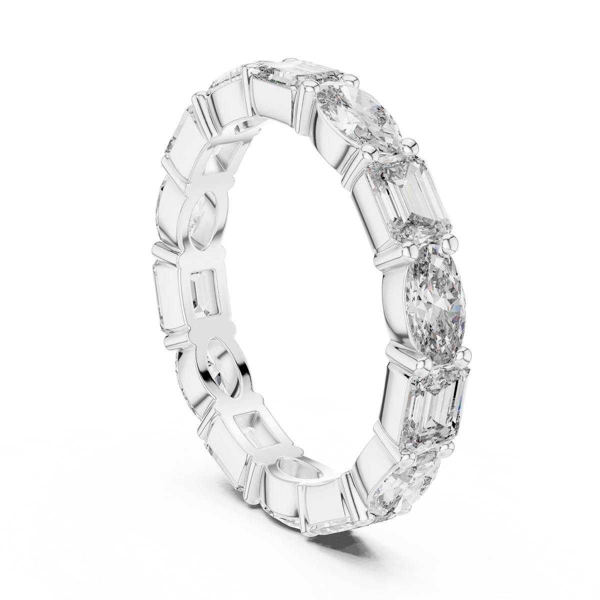Gold 2Ct Eternity Band Oval Emerald Lab Grown Diamond Acosta Ring