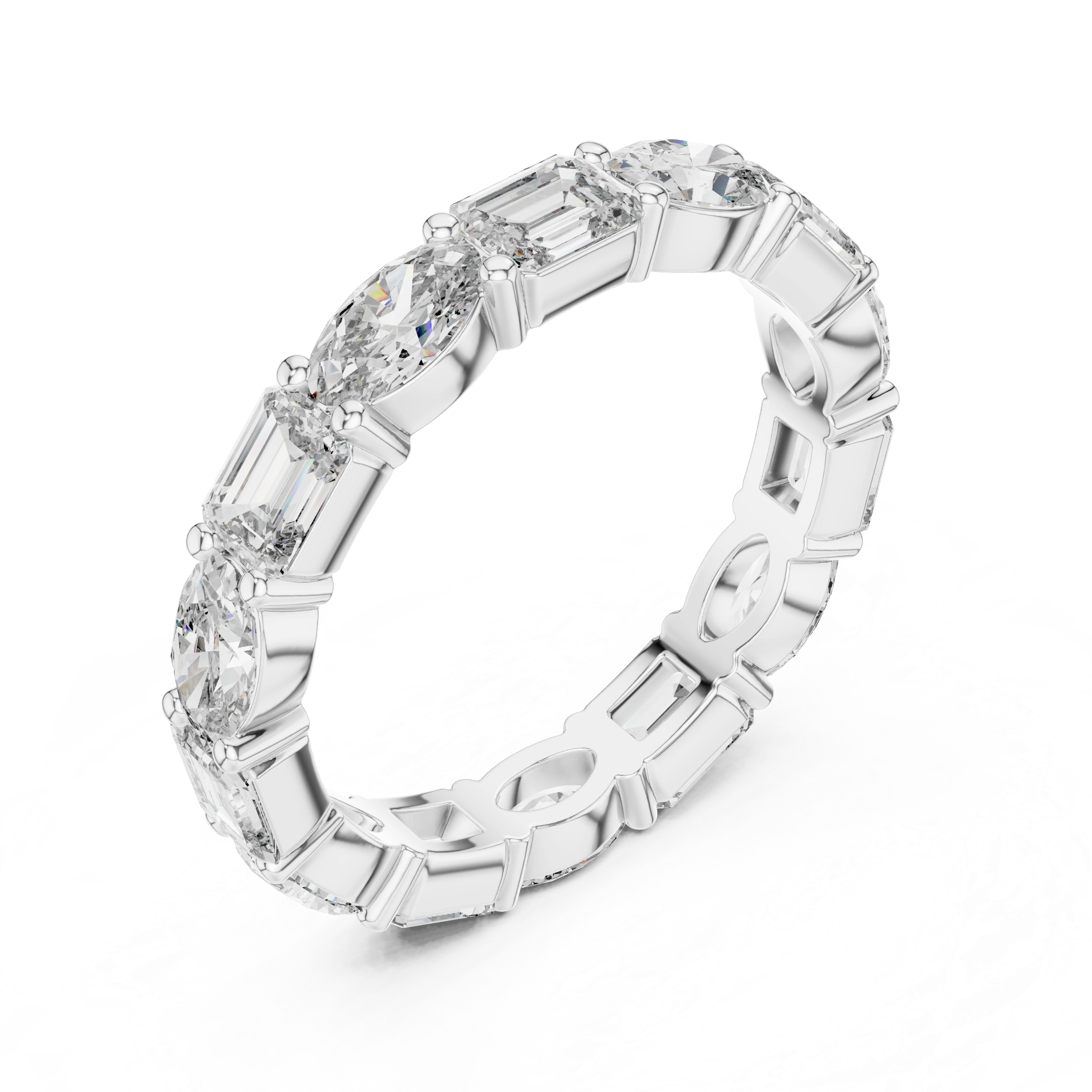 Gold 2Ct Eternity Band Oval Emerald Lab Grown Diamond Acosta Ring