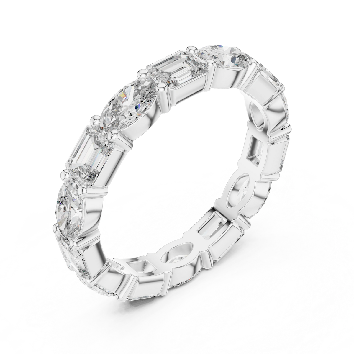Gold 2Ct Eternity Band Oval Emerald Lab Grown Diamond Acosta Ring