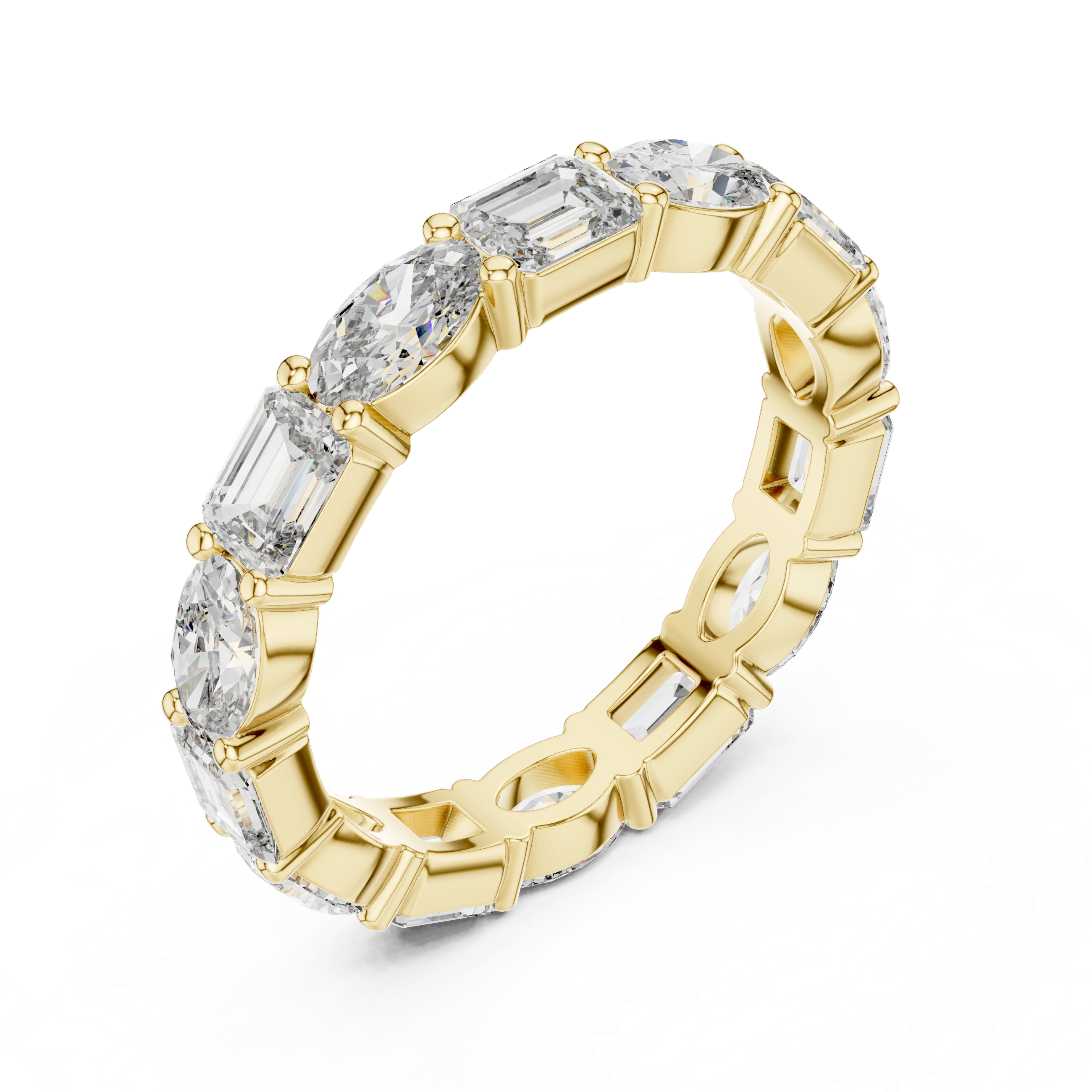 Gold 2Ct Eternity Band Oval Emerald Lab Grown Diamond Acosta Ring