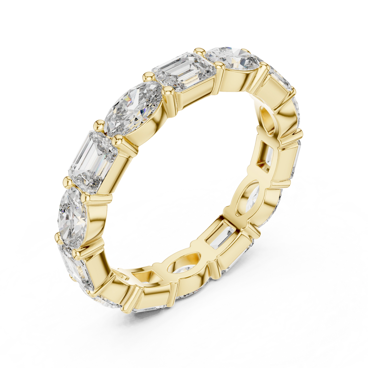 Gold 2Ct Eternity Band Oval Emerald Lab Grown Diamond Acosta Ring