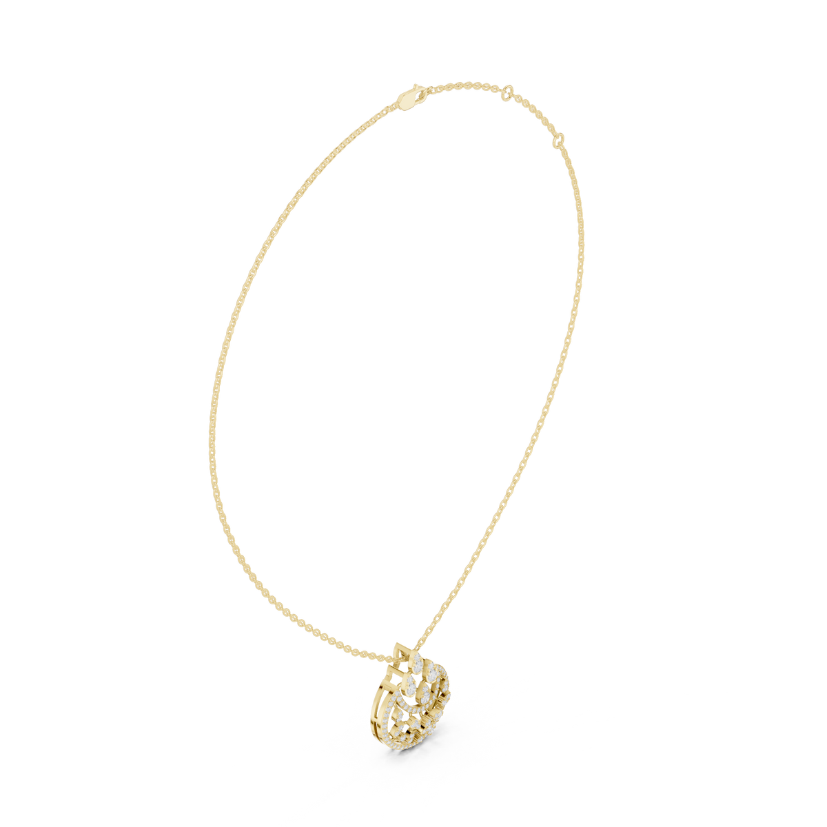 Gold Round Vintage Lab Grown Diamond Myvra Pendant