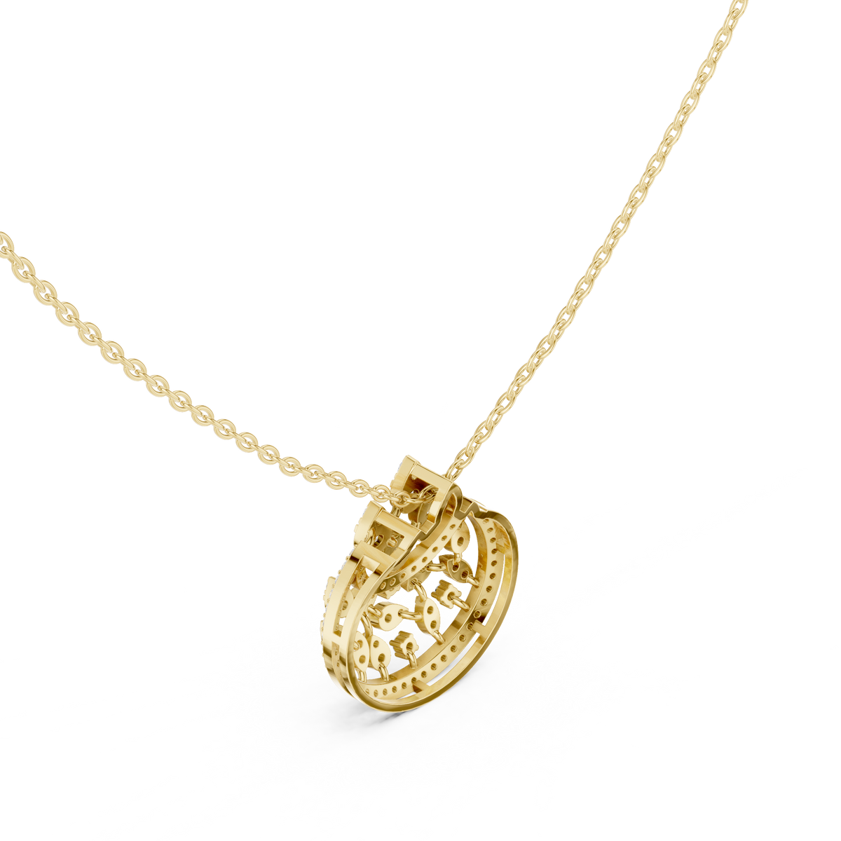 Gold Round Vintage Lab Grown Diamond Myvra Pendant