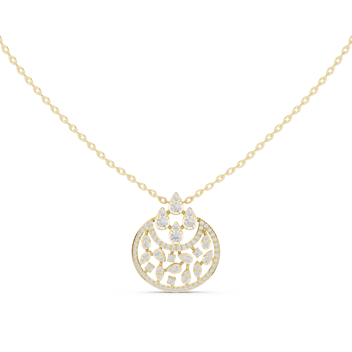 Gold Round Vintage Lab Grown Diamond Myvra Pendant