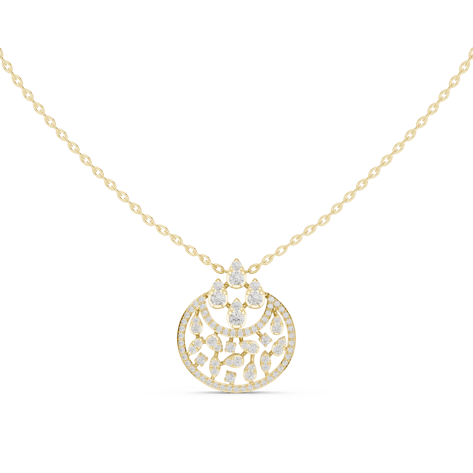 Gold Round Vintage Lab Grown Diamond Myvra Pendant