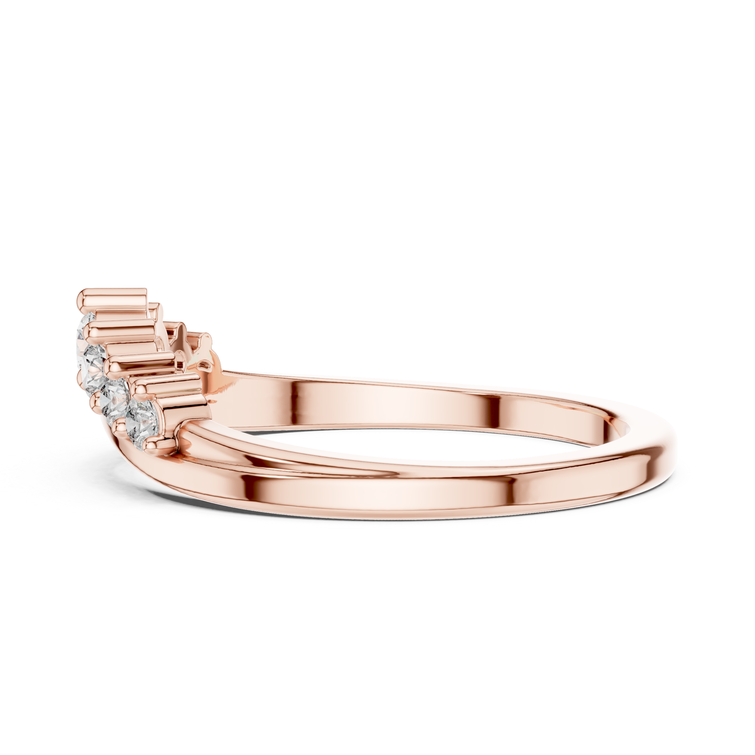 Gold Curved Half Eternity Prong Round Lab Grown Diamond Rynix Ring