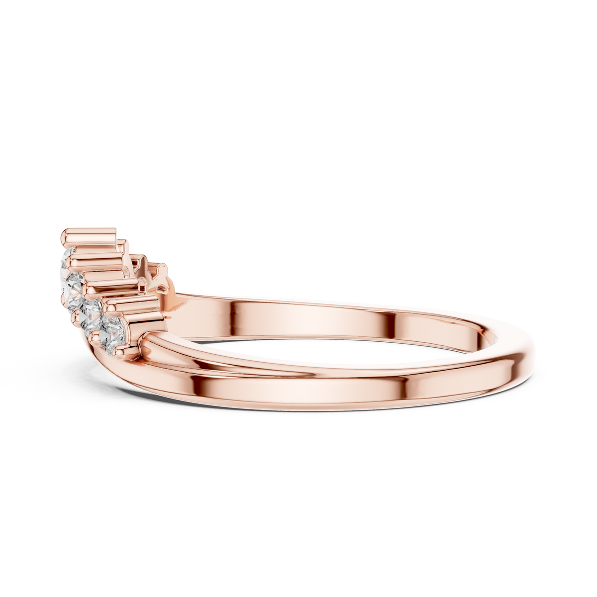 Gold Curved Half Eternity Prong Round Lab Grown Diamond Rynix Ring