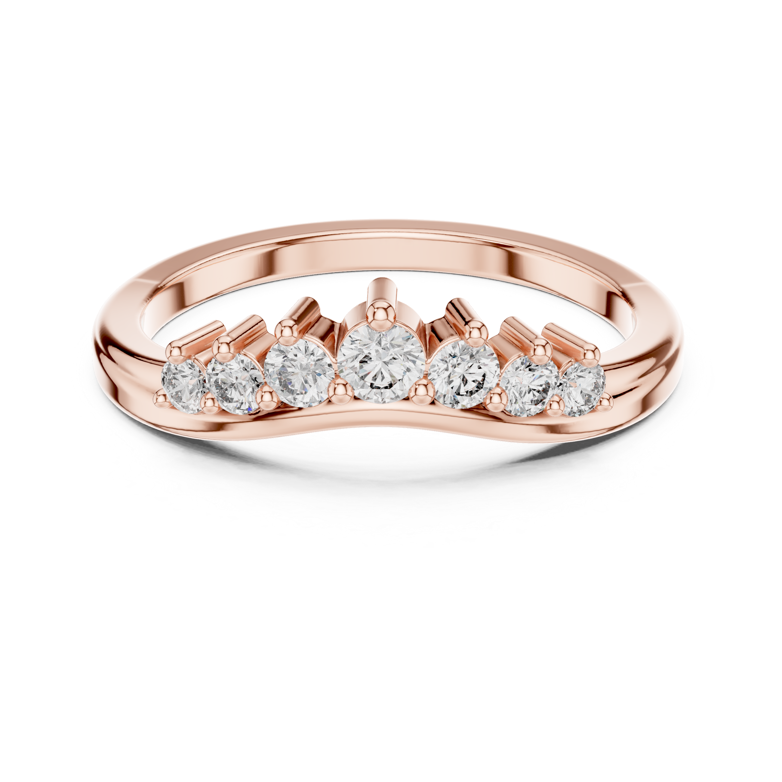 Gold Curved Half Eternity Prong Round Lab Grown Diamond Rynix Ring