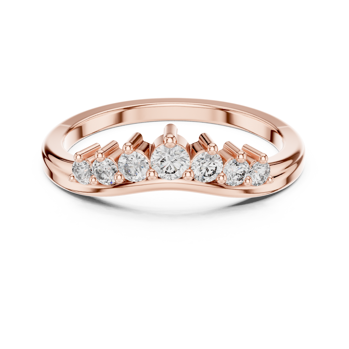 Gold Curved Half Eternity Prong Round Lab Grown Diamond Rynix Ring
