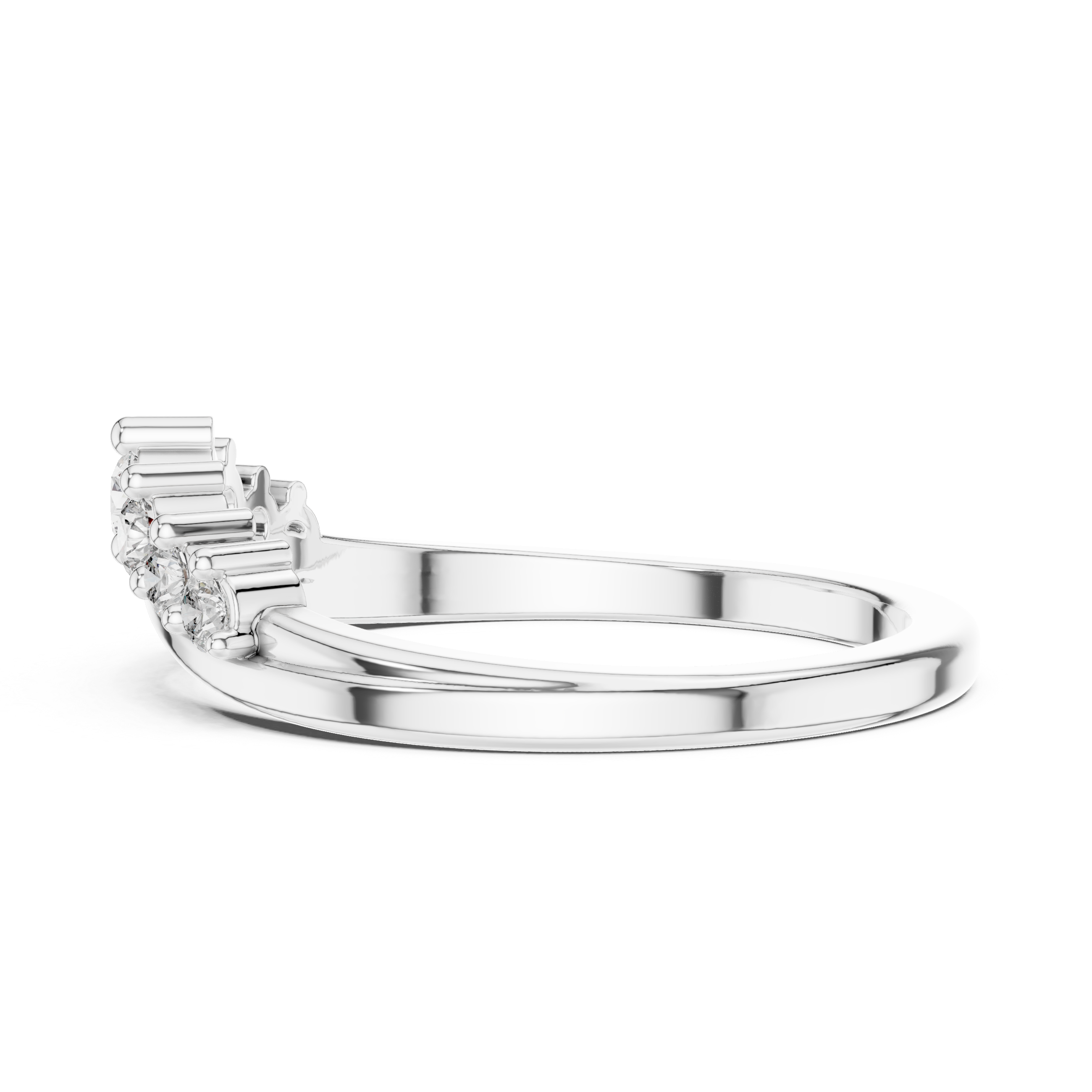 Gold Curved Half Eternity Prong Round Lab Grown Diamond Rynix Ring