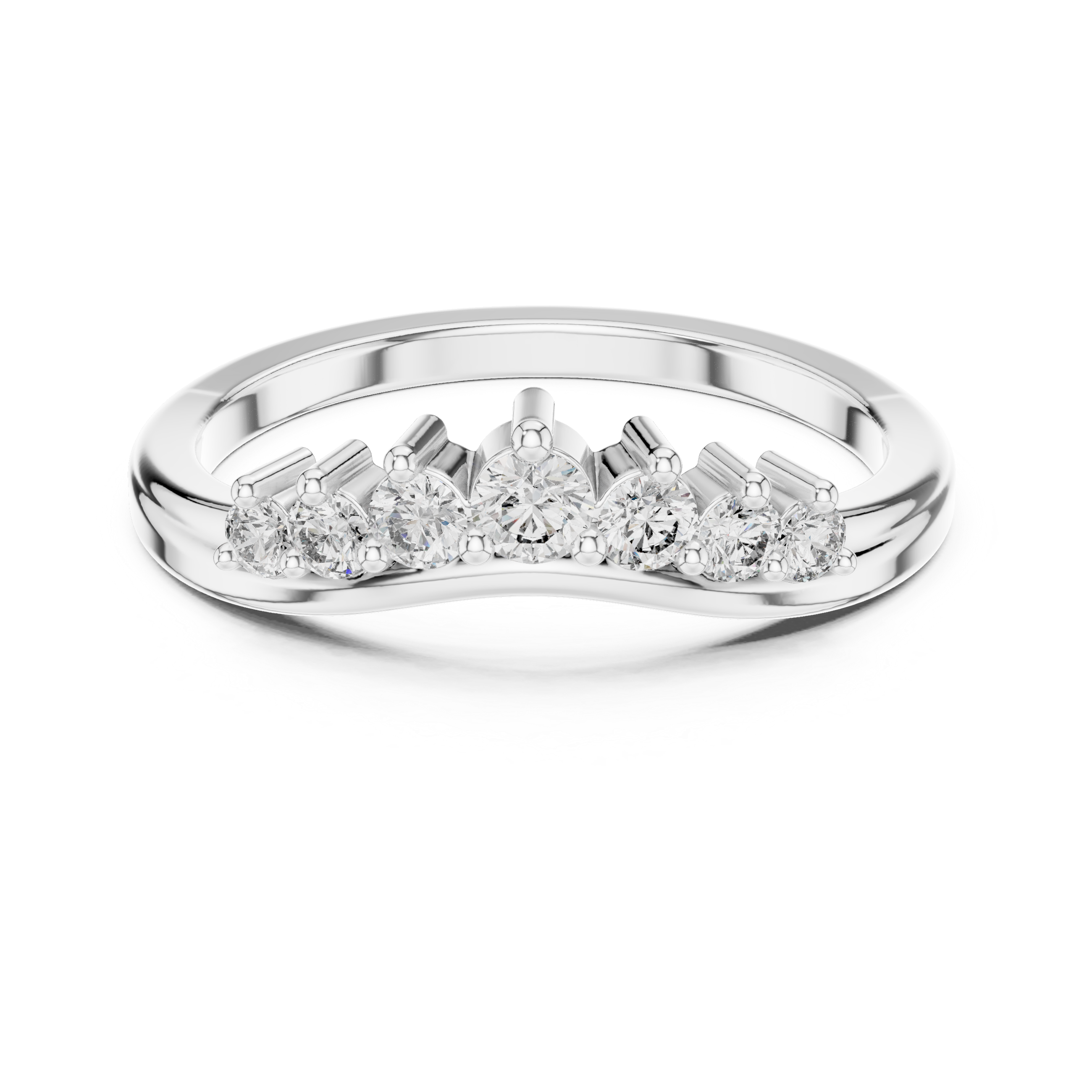 Gold Curved Half Eternity Prong Round Lab Grown Diamond Rynix Ring
